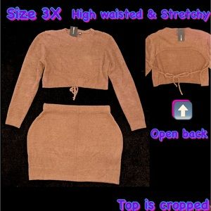 Plus size fuzzy skirt set